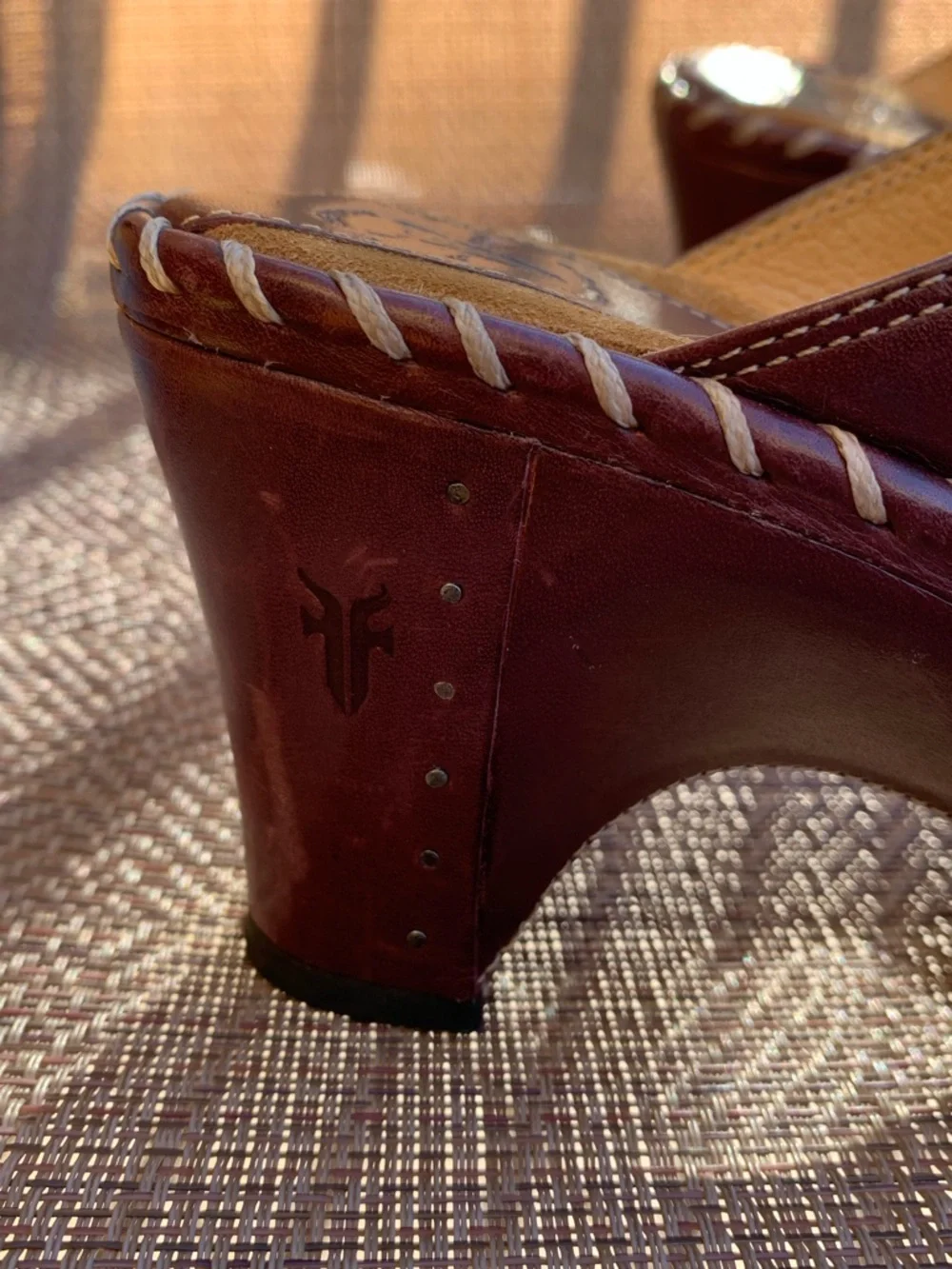 Frye slip on leather heeled mules - Picture 4 of 10